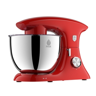 Планетарен миксер MAR MR-1007 Max, 2000W, 8.5 литра купа, 6 скорости, Pulse, 3 приставки, Червен