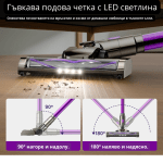 Акумулаторна прахосмукачка Suafsu – 45000Pa, 550W, до 65 минути работа, LED дисплей, четка против заплитане, за твърди подове, килими и косми от домашни любимци