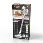 Безкабелна прахосмукачка 2в1 Adler AD 7064, 350W, Сухо и мокро почистване, 2 батерии, LED дисплей, 3 степени, HEPA филтри